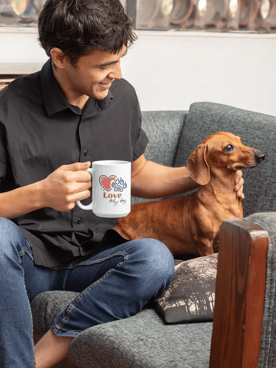 Love My Dog Mug - Ceramic Coffee Cup Gift for Dog Lovers. - PrintsDog