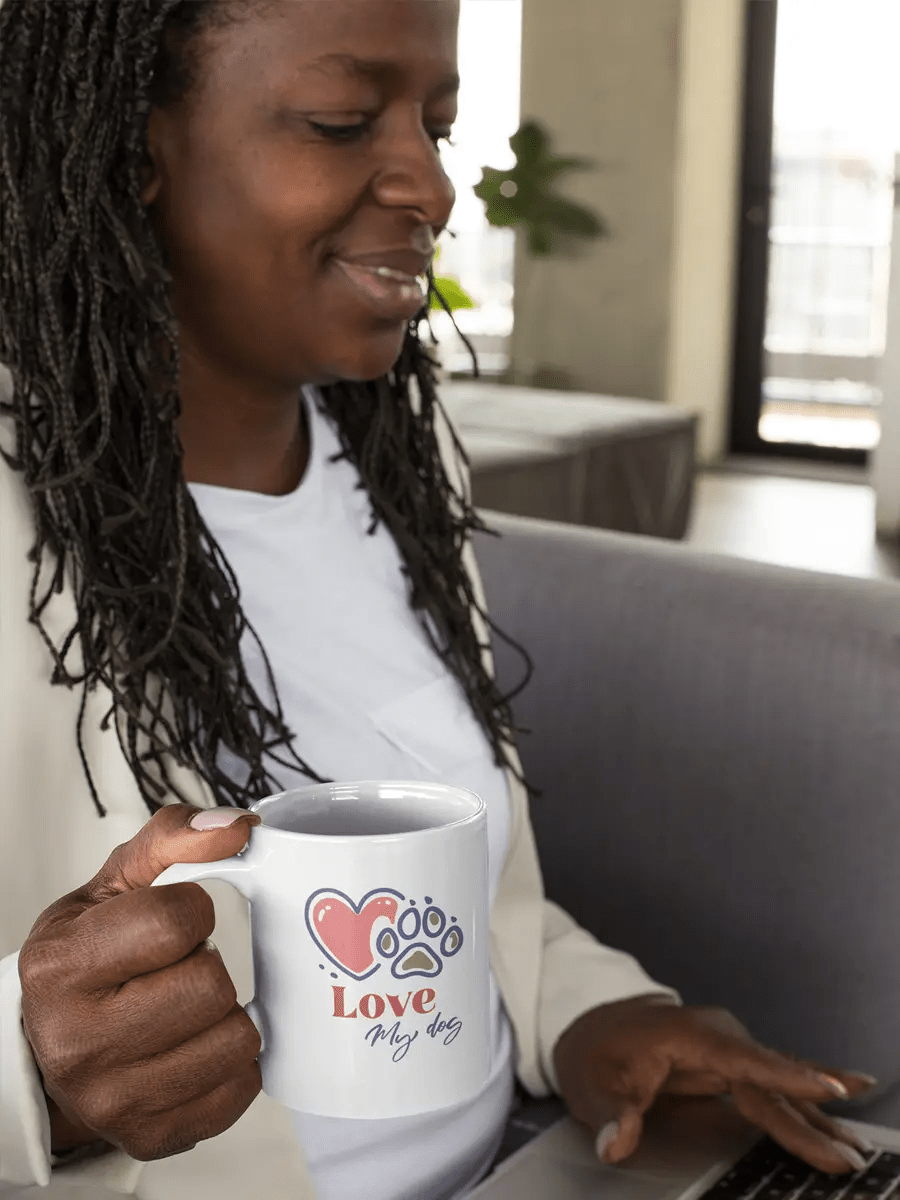 Love My Dog Mug - Ceramic Coffee Cup Gift for Dog Lovers. - PrintsDog