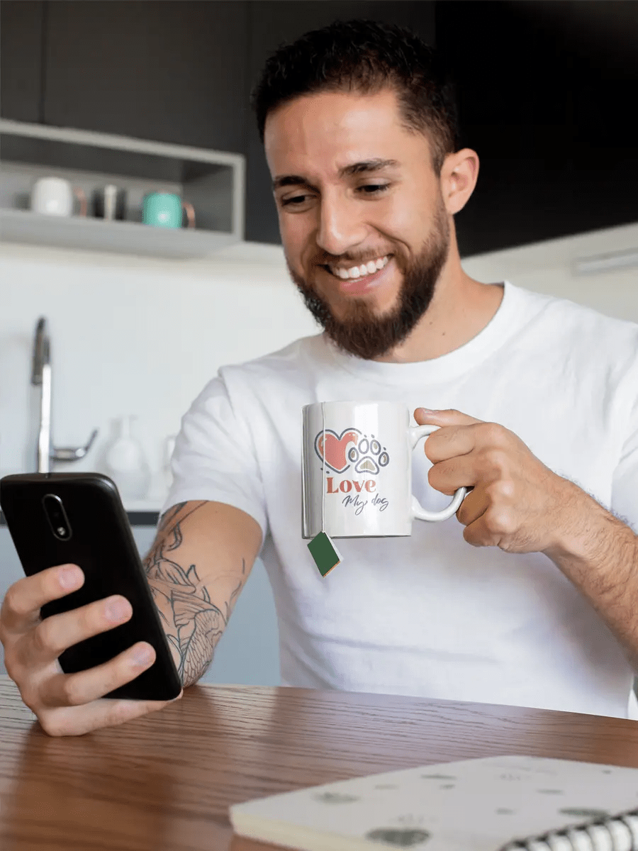 Love My Dog Mug - Ceramic Coffee Cup Gift for Dog Lovers. - PrintsDog