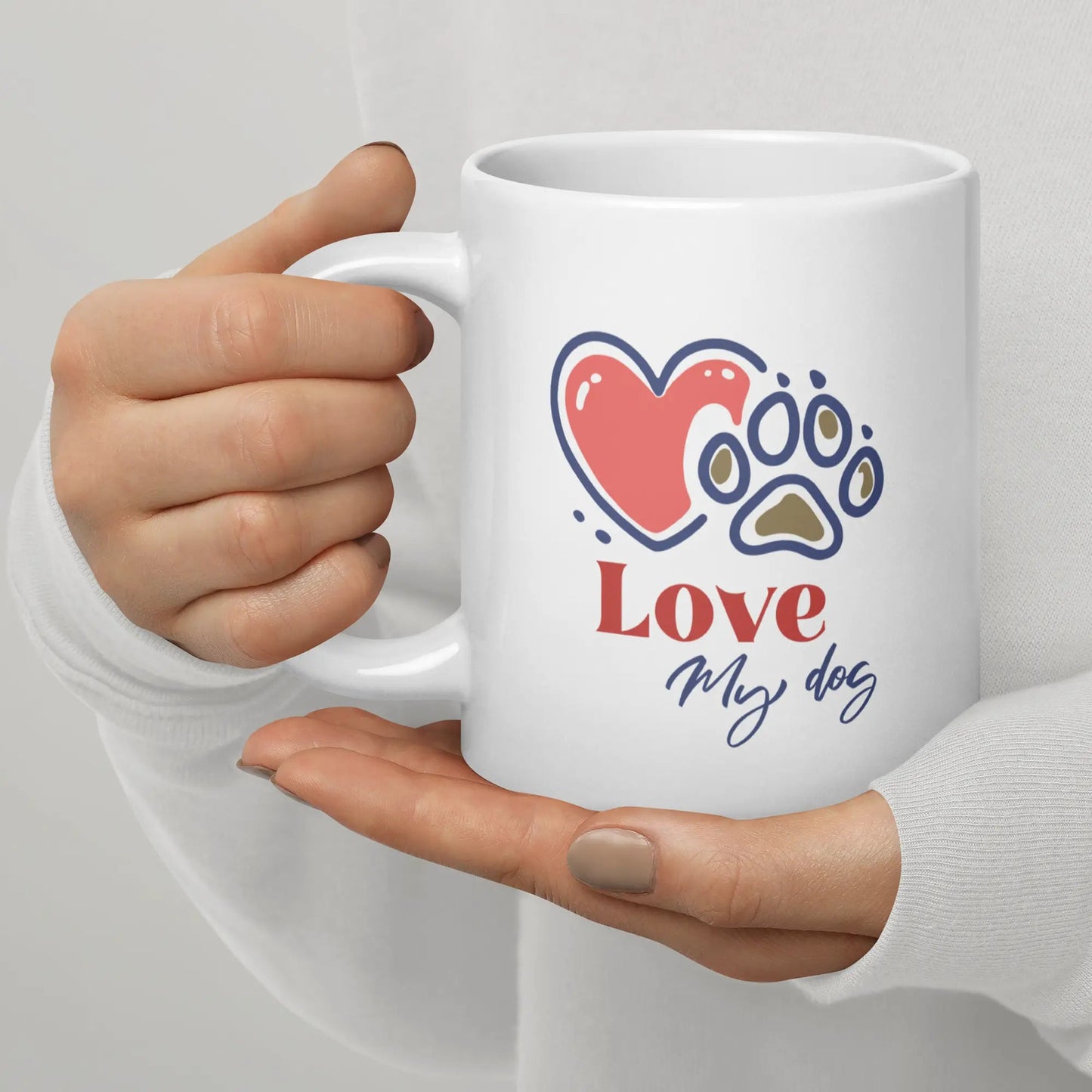 Love My Dog Mug - Ceramic Coffee Cup Gift for Dog Lovers. - PrintsDog