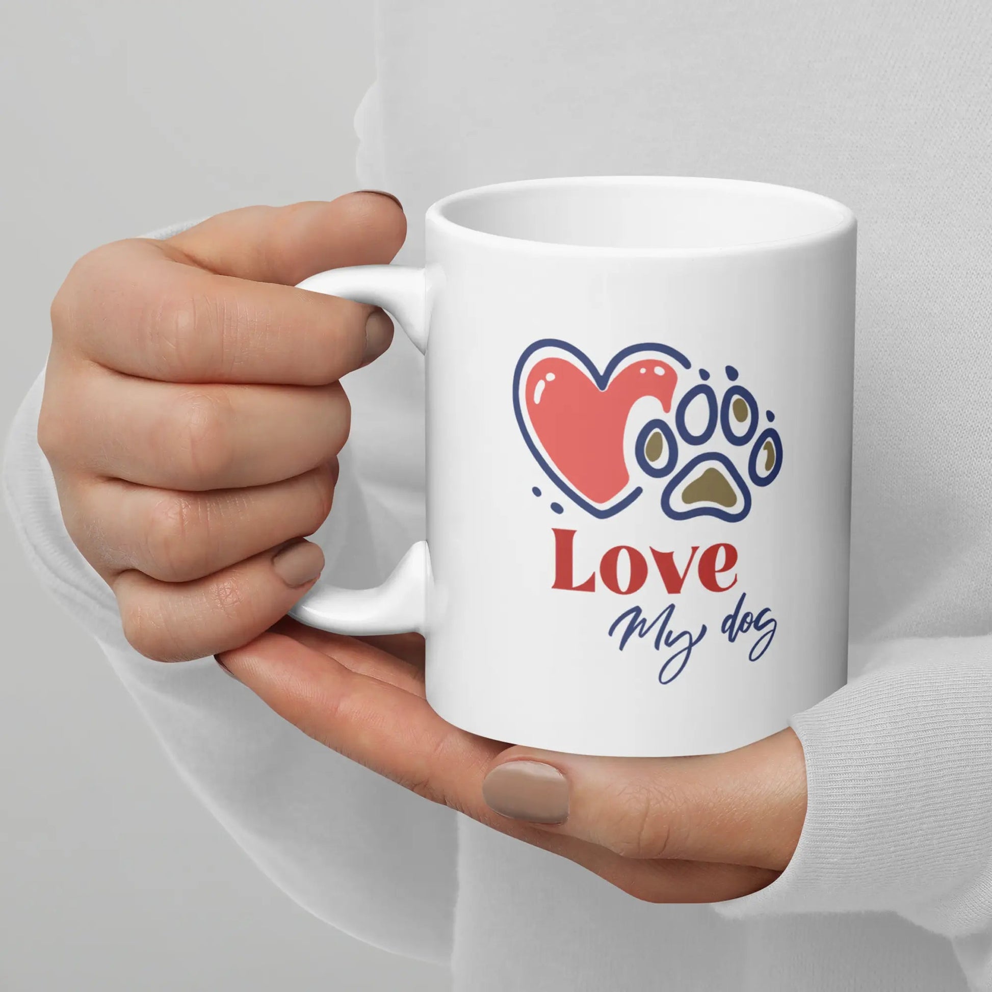 Love My Dog Mug - Ceramic Coffee Cup Gift for Dog Lovers. - PrintsDog