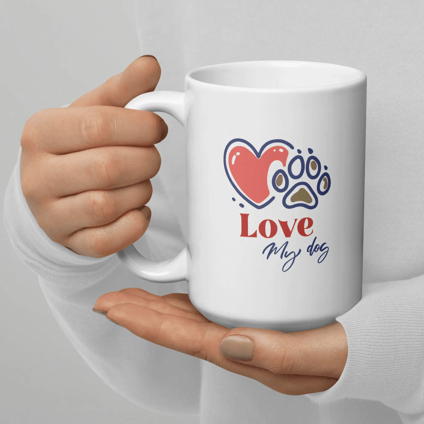 Love My Dog Mug - Ceramic Coffee Cup Gift for Dog Lovers. - PrintsDog