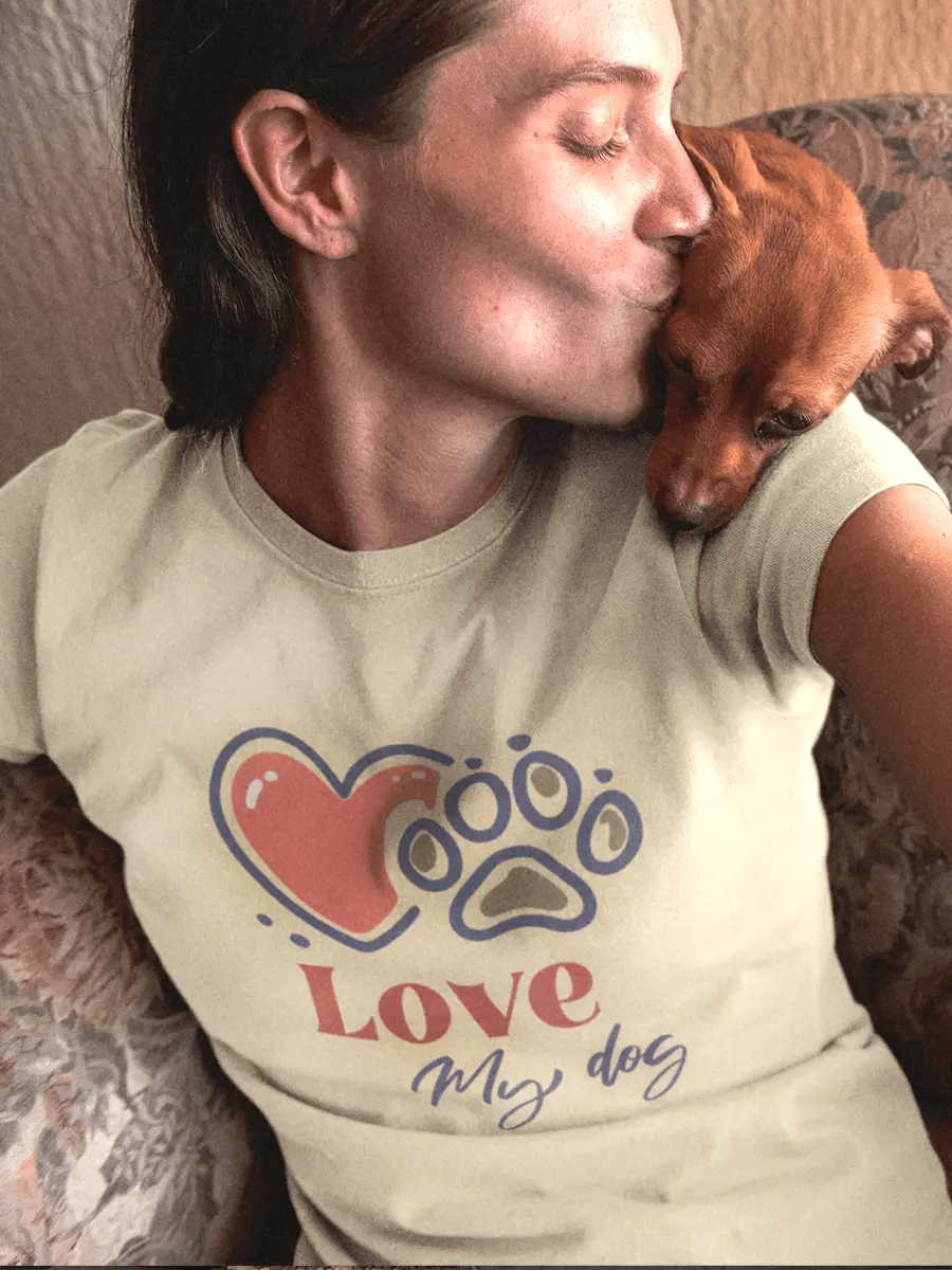 Love My Dog T-Shirt - Dog Lover Tee "Love My Dog". - PrintsDog