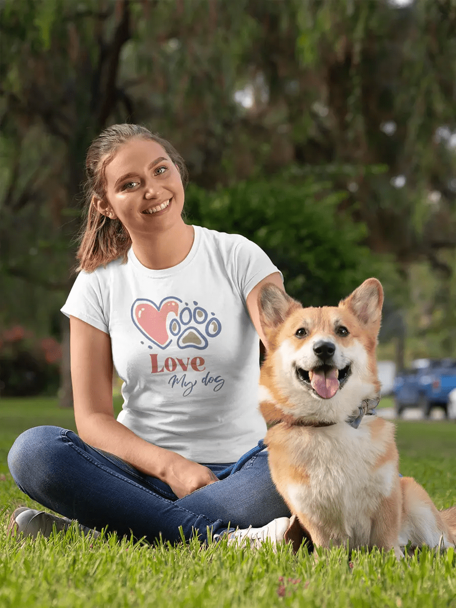 Love My Dog T-Shirt - Dog Lover Tee "Love My Dog". - PrintsDog