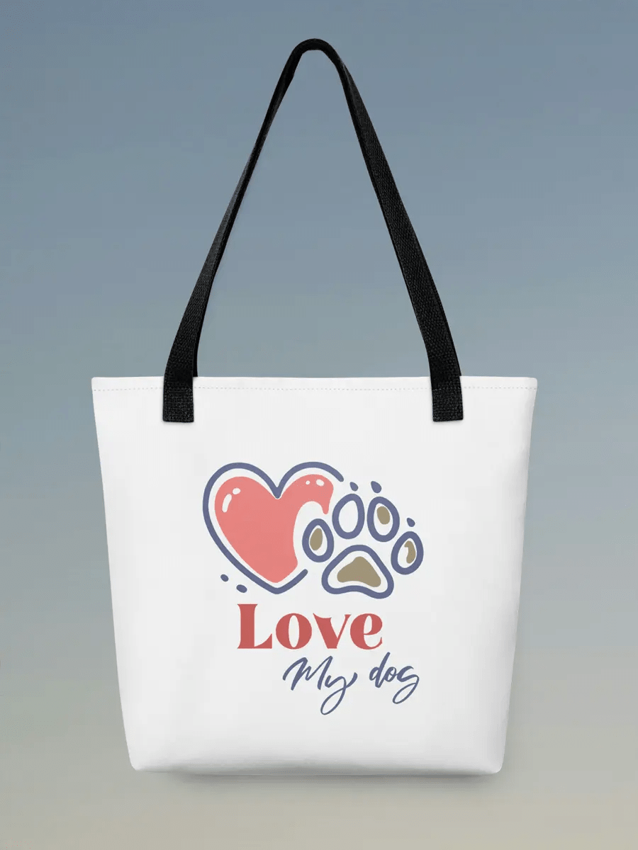 Love My Dog Tote Bag - Stylish Everyday Bag for Dog Lovers. - PrintsDog