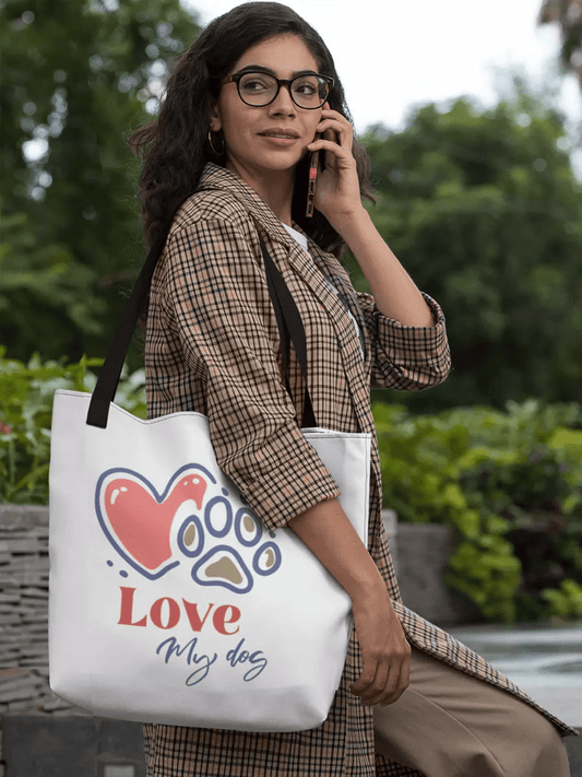 Love My Dog Tote Bag - Stylish Everyday Bag for Dog Lovers. - PrintsDog