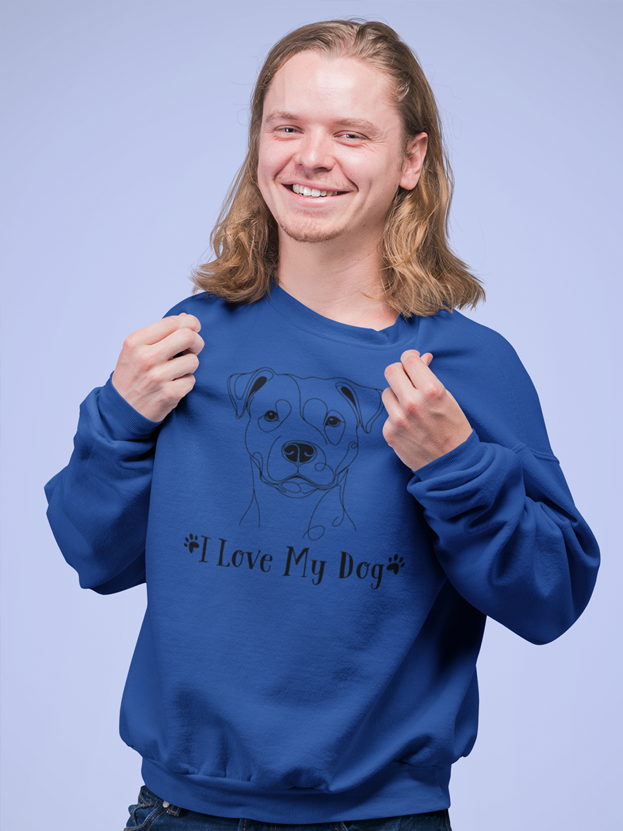 Sweatshirt with a linear dog print "I Love My Dog".
