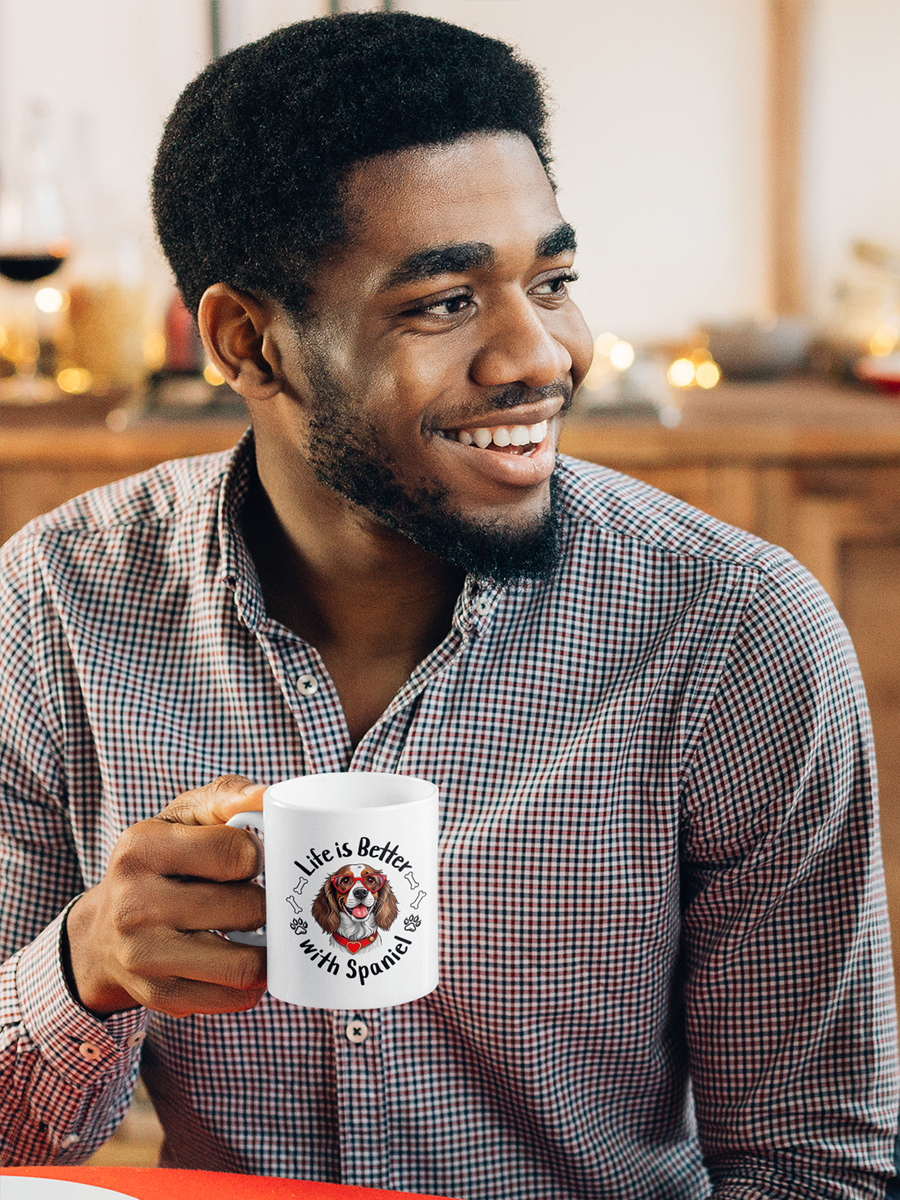 Life Is Better with Spaniel Mug – Cute Ceramic Dog Cup.