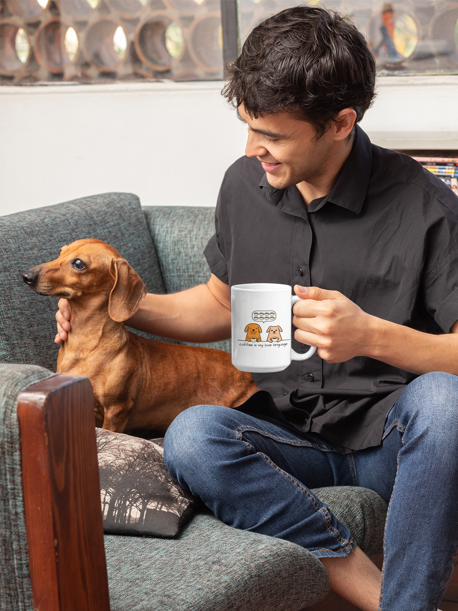 Coffee Is My Love Language Mug – Cute Dog Lover Cup.