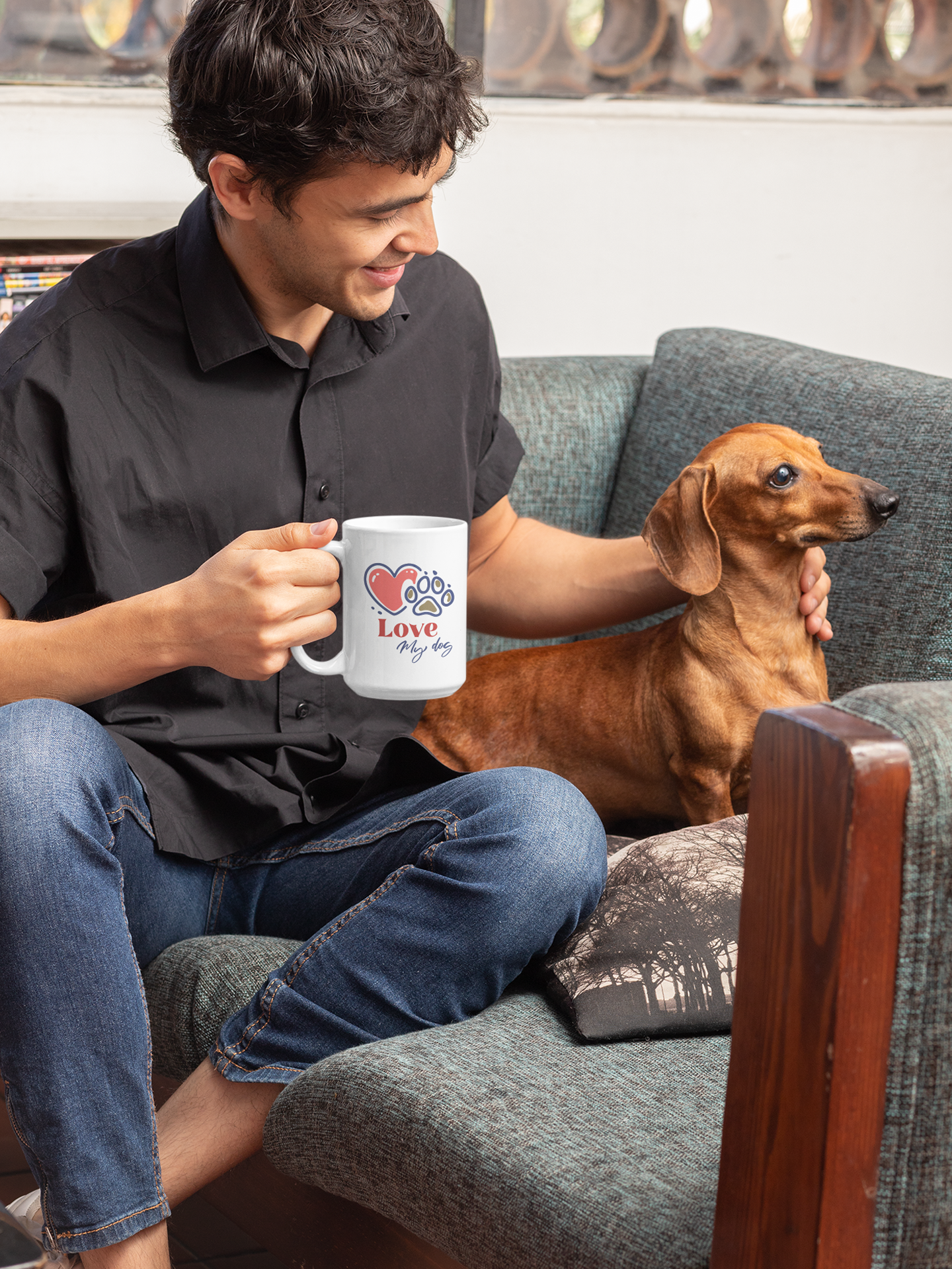 Love my dog - Ceramic Mug for Dog Lovers.