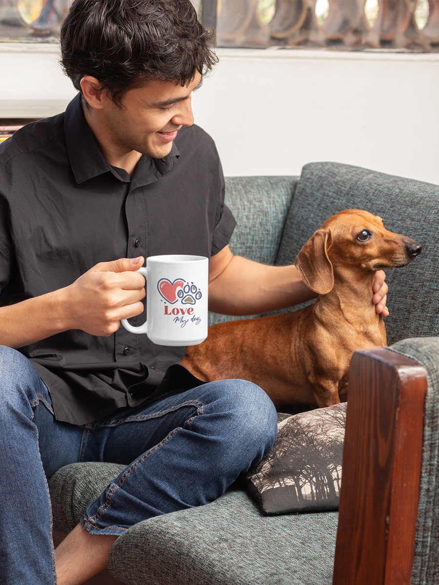 Love My Dog Mug – Cute Ceramic Cup for Dog Lovers.
