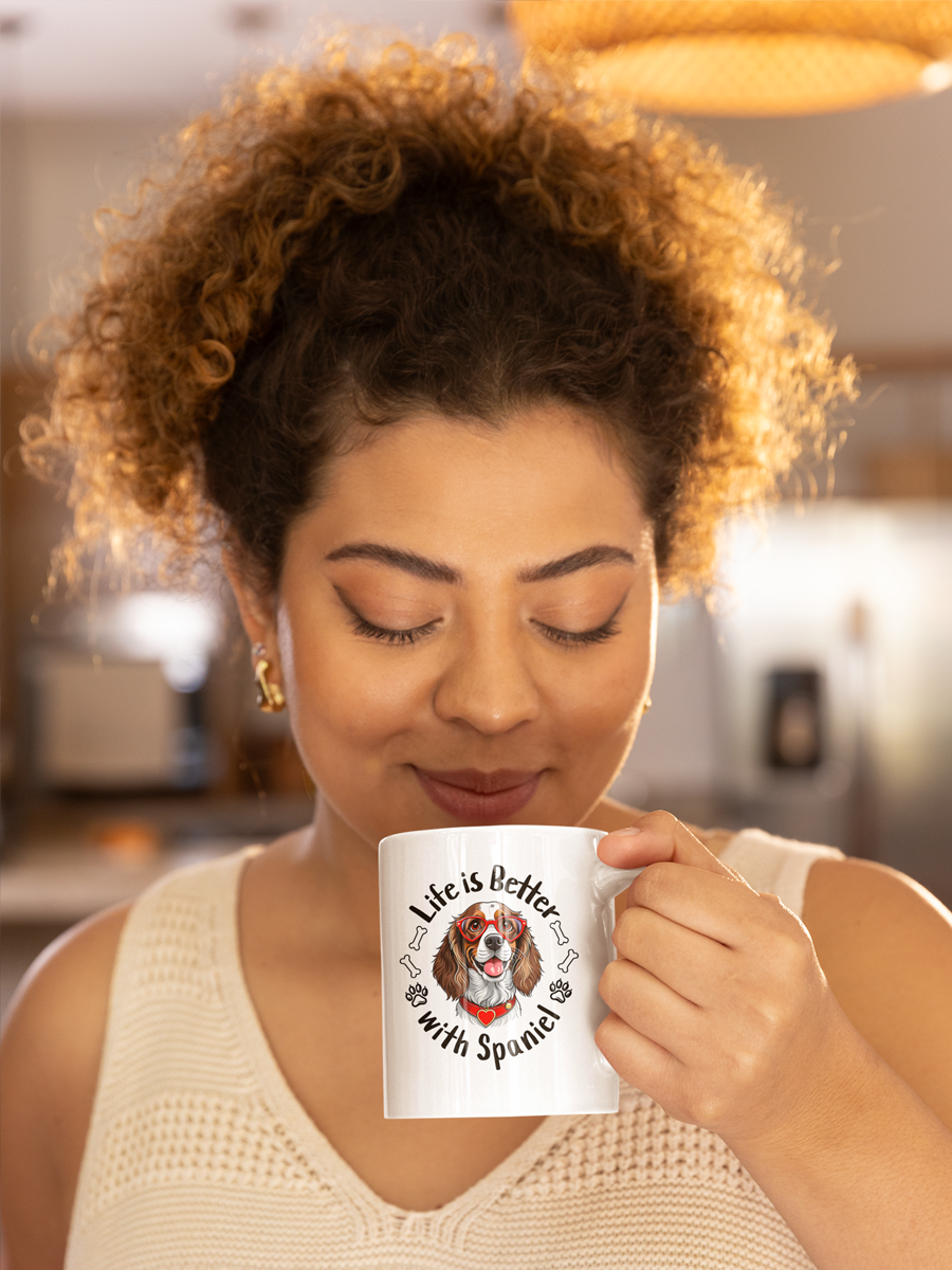 Life Is Better with Spaniel Mug – Cute Ceramic Dog Cup.