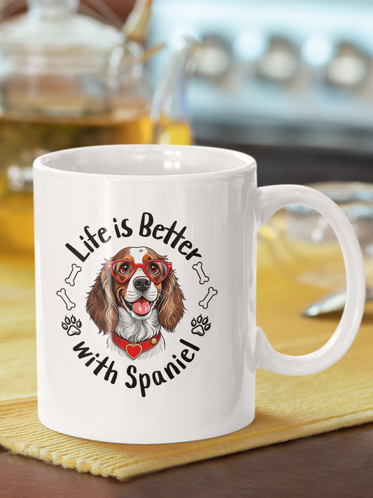 Life is Better with Spaniel - Ceramic Mug for Dog Lovers.