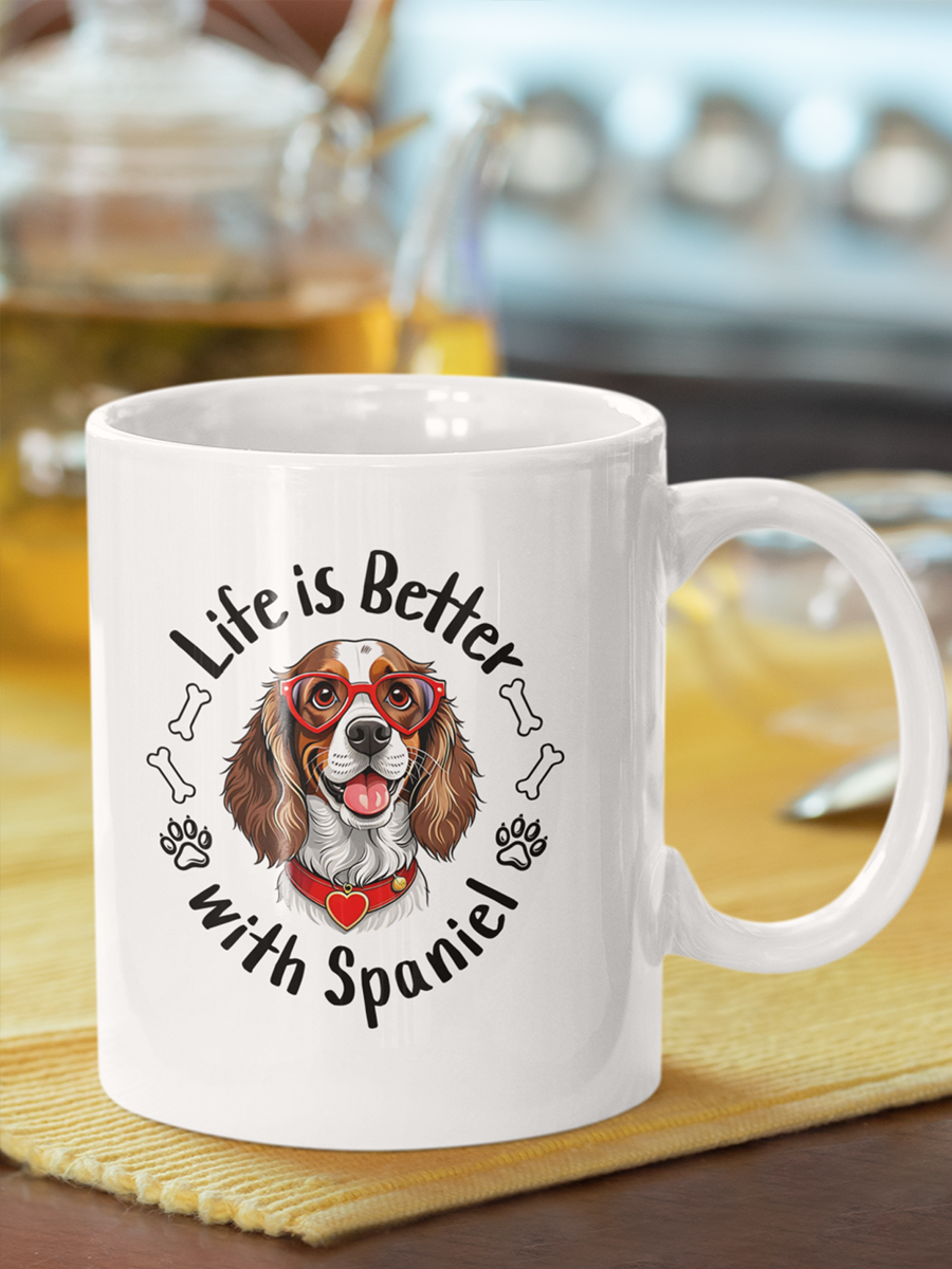Life Is Better with Spaniel Mug – Cute Ceramic Dog Cup.