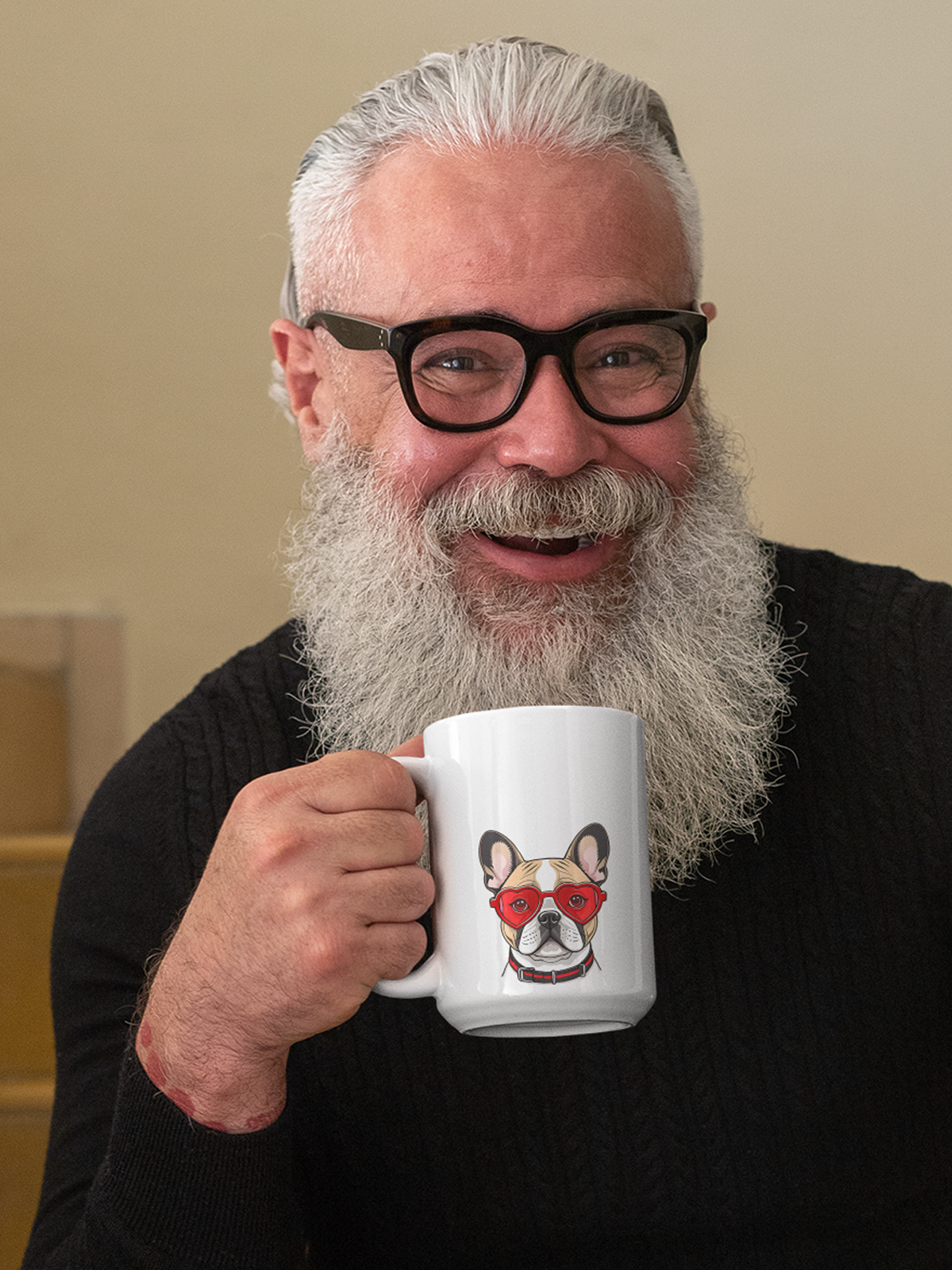French Bulldog in Glasses - Ceramic Mug for Dog Lovers.