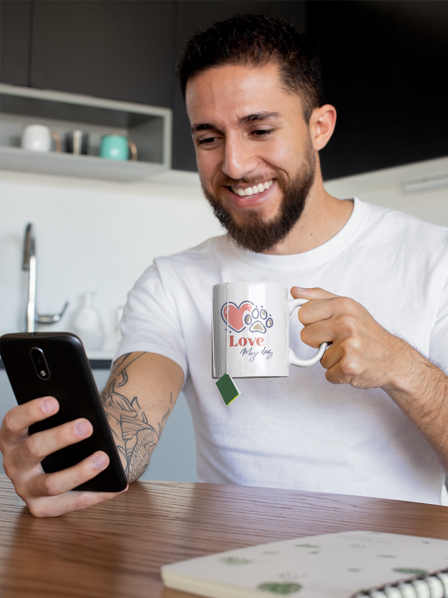 Love My Dog Mug – Cute Ceramic Cup for Dog Lovers.