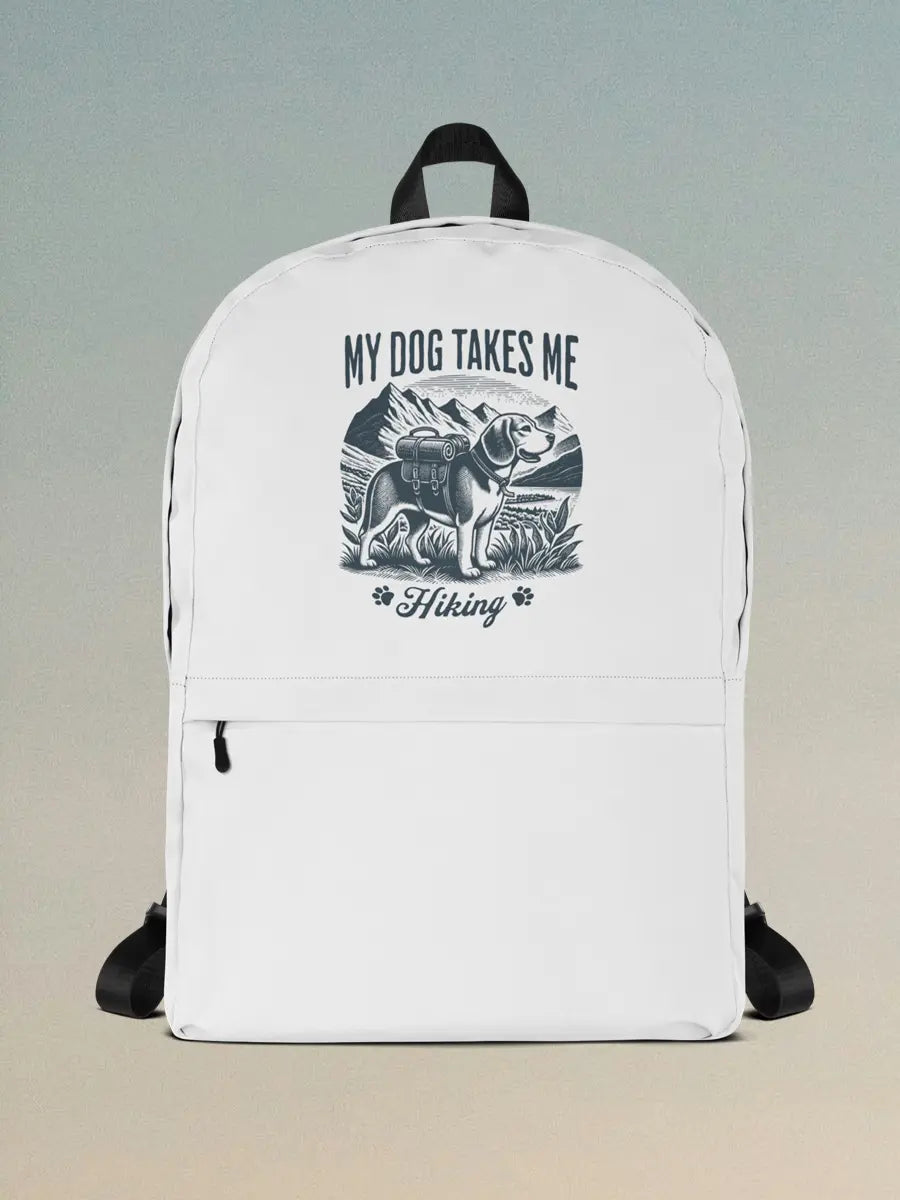 My Dog Takes Me Backpack - Travel Dog Print Bag for Adventures & Daily Walks. - PrintsDog