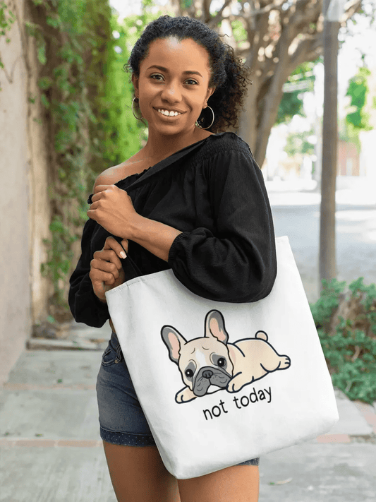 Not Today Bulldog Tote Bag - Funny Sleepy Bulldog Gift for Dog Lovers. - PrintsDog