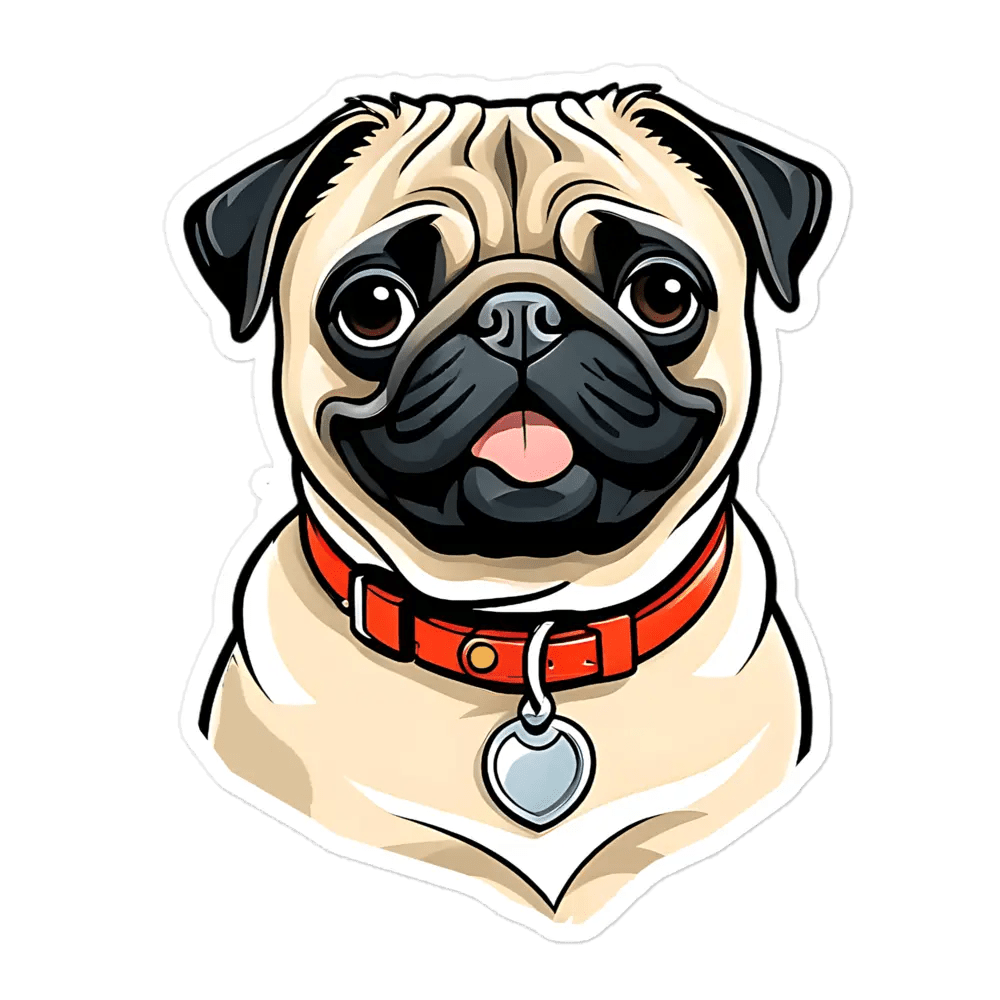 Pug Sticker - Waterproof Vinyl Decal for Laptop, Phone & Water Bottle - PrintsDog