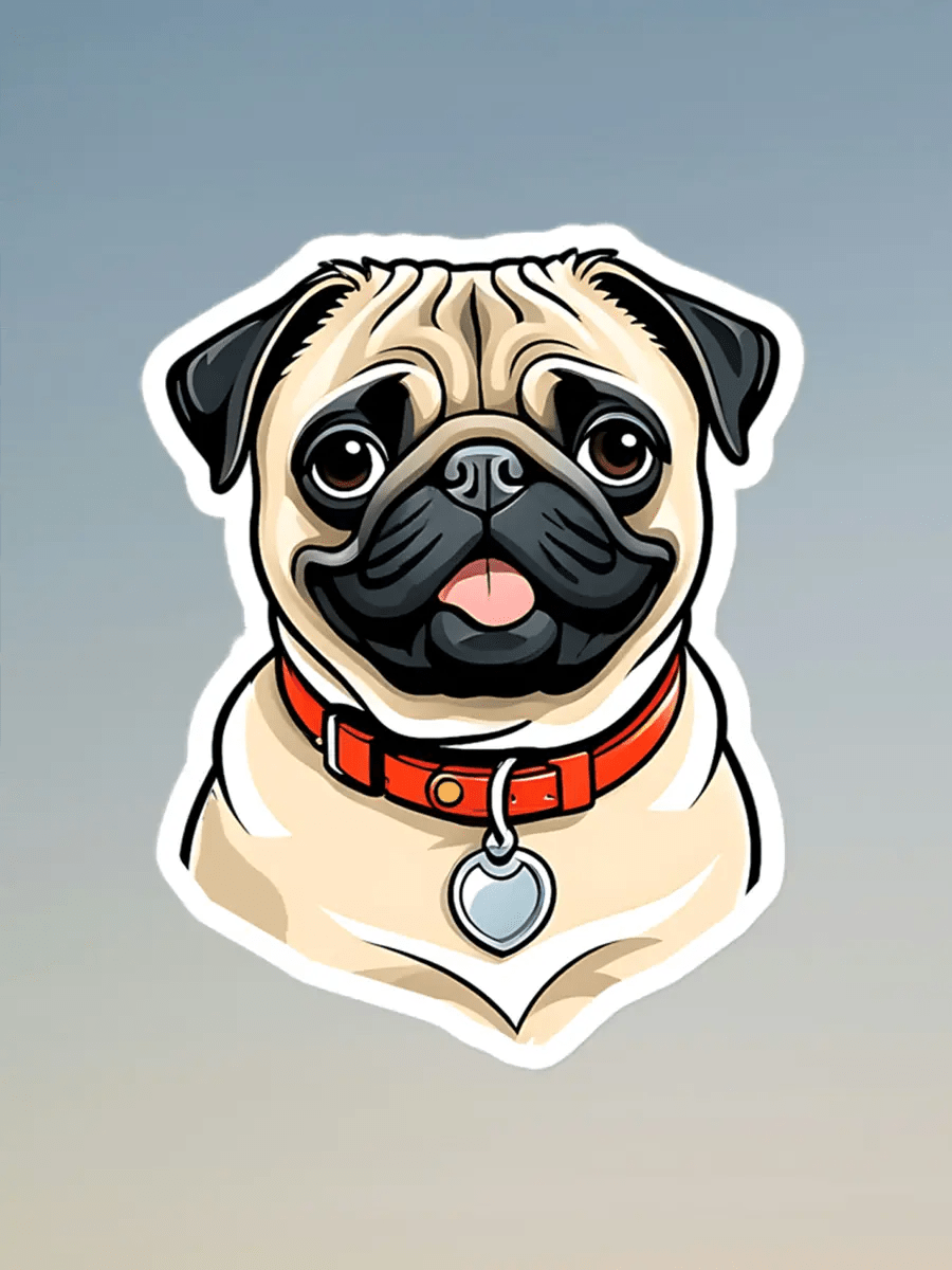 Pug Sticker - Waterproof Vinyl Decal for Laptop, Phone & Water Bottle - PrintsDog