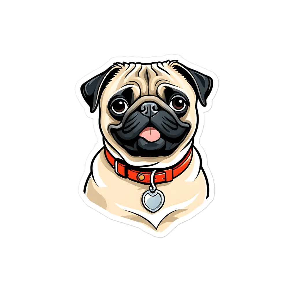 Pug Sticker - Waterproof Vinyl Decal for Laptop, Phone & Water Bottle - PrintsDog