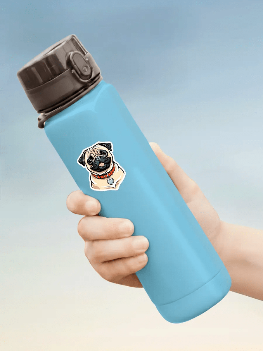 Pug Sticker - Waterproof Vinyl Decal for Laptop, Phone & Water Bottle - PrintsDog
