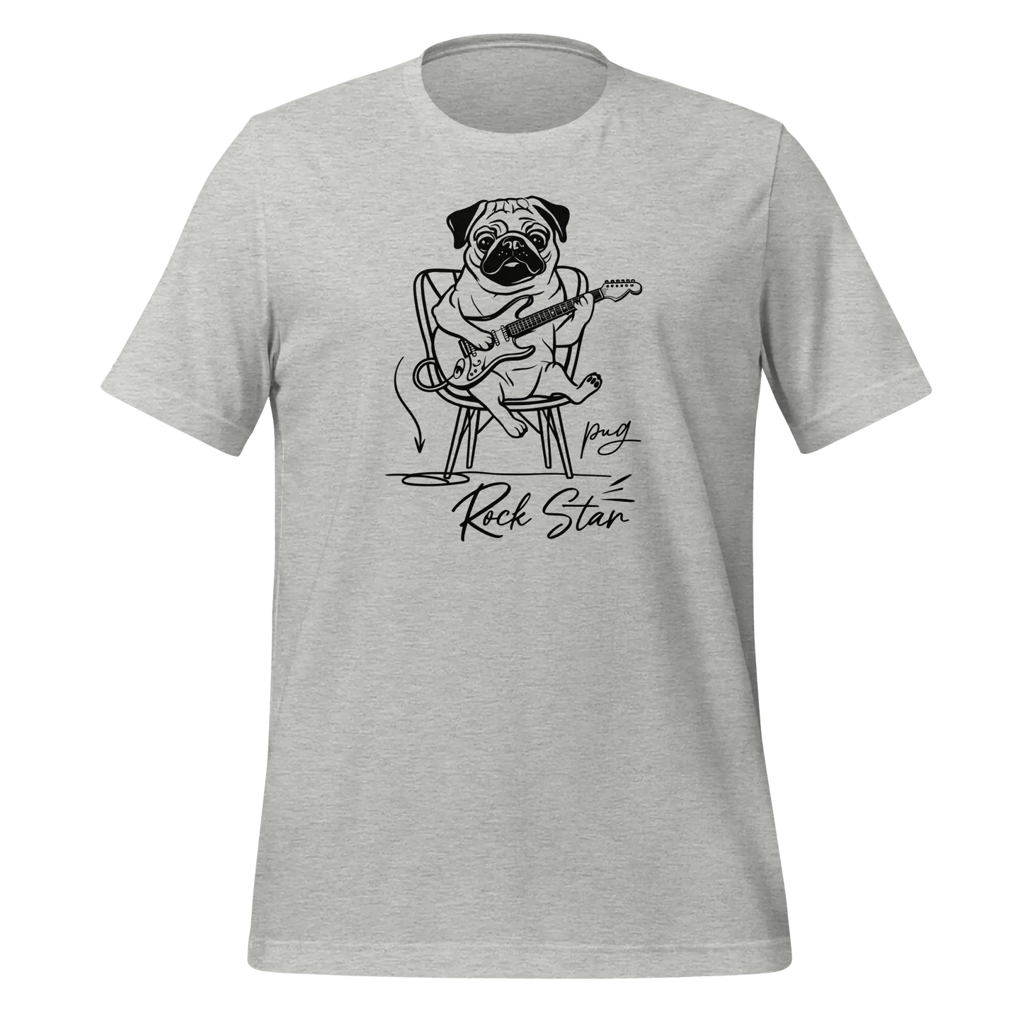 Pug T-Shirt - Rock Star Dog with Guitar "Pug Rock Star" - PrintsDog