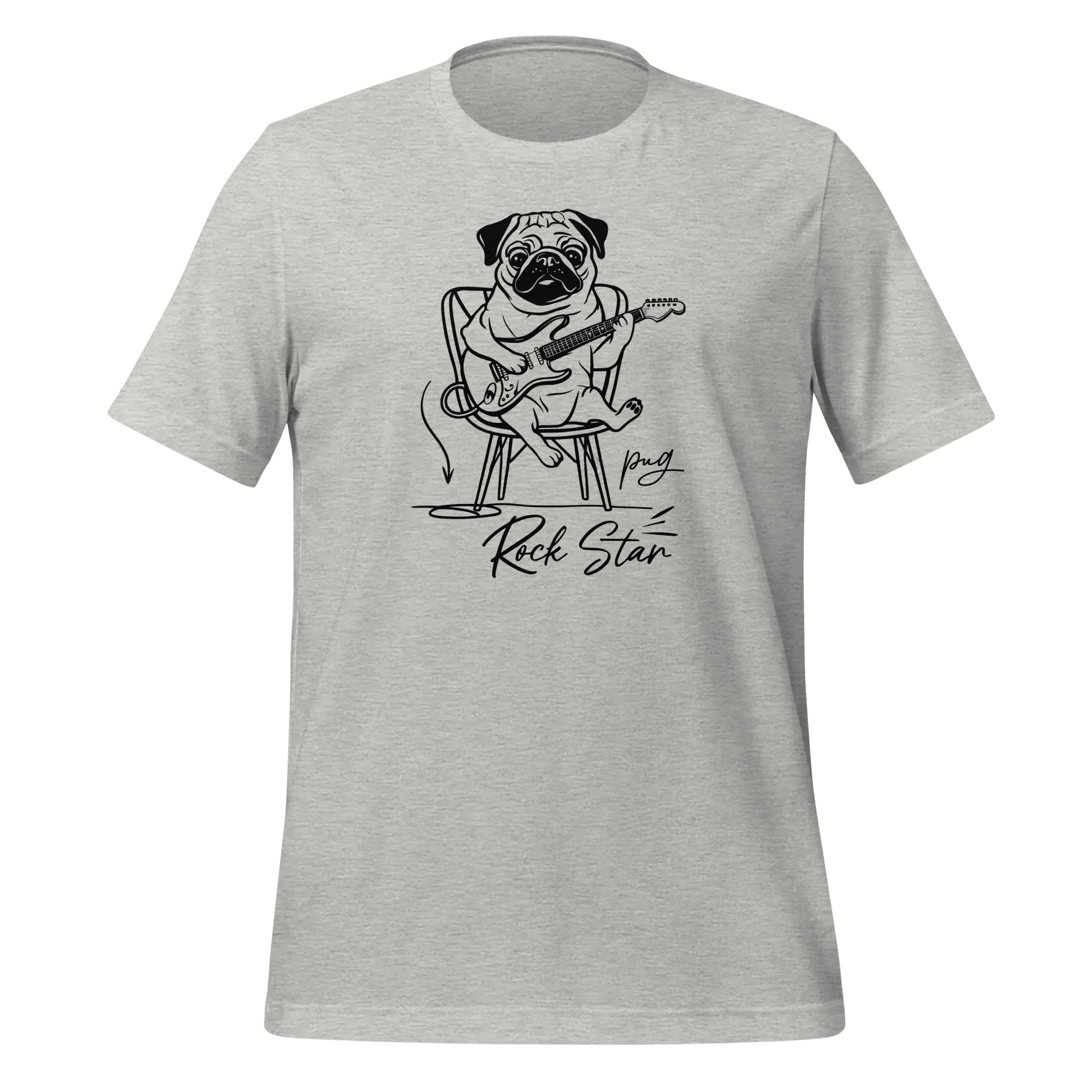 Pug T-Shirt - Rock Star Dog with Guitar "Pug Rock Star" - PrintsDog