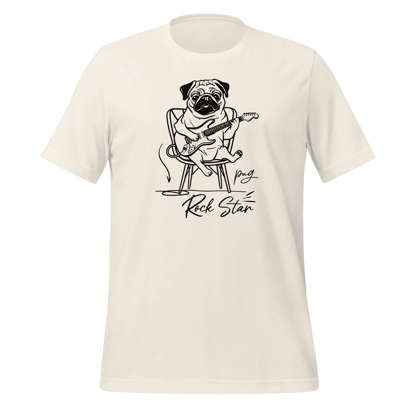 Pug T-Shirt - Rock Star Dog with Guitar "Pug Rock Star" - PrintsDog