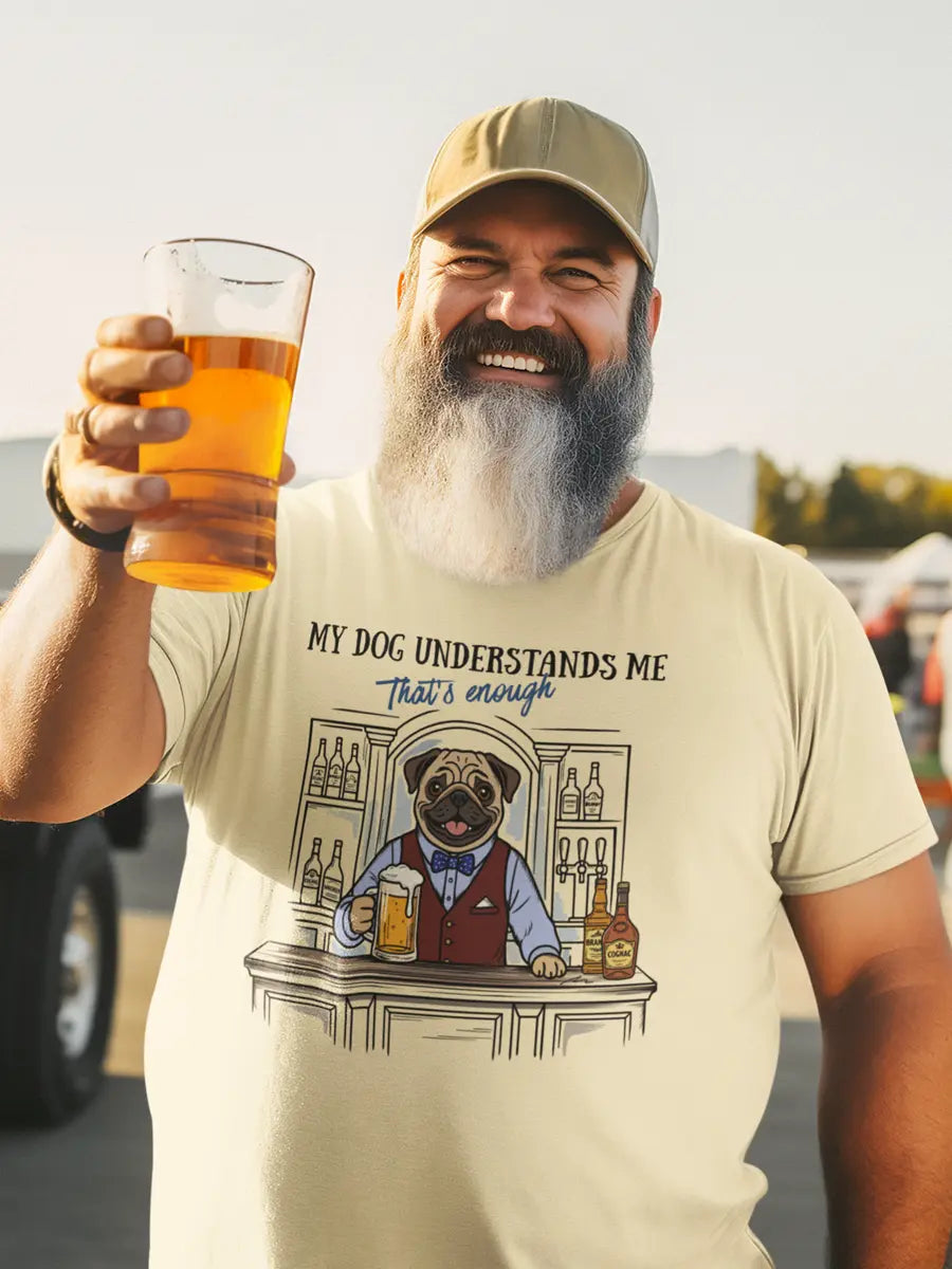 Pug T-Shirt - Stylish Dog Lover Tee "My Dog Understands Me" - PrintsDog