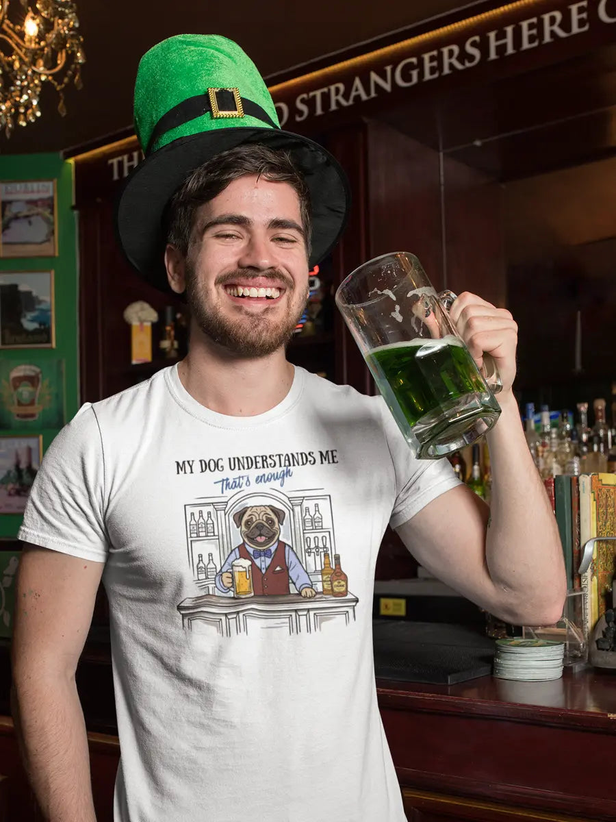 Pug T-Shirt - Stylish Dog Lover Tee "My Dog Understands Me" - PrintsDog