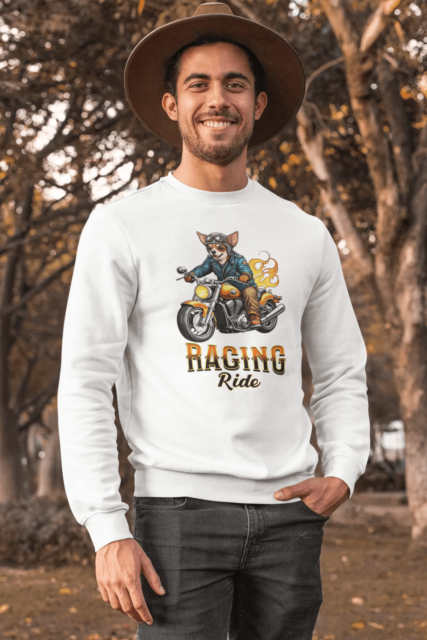 Racing Ride Chihuahua Sweatshirt - Motorcycle Dog Lover Gift. - PrintsDog
