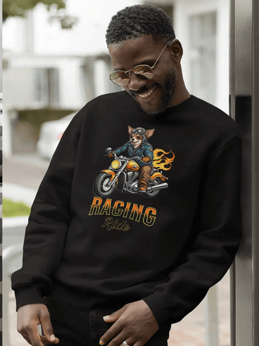 Racing Ride Chihuahua Sweatshirt - Motorcycle Dog Lover Gift. - PrintsDog