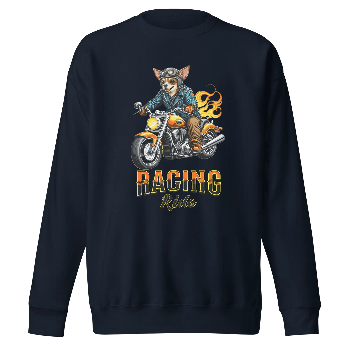 Racing Ride Chihuahua Sweatshirt - Motorcycle Dog Lover Gift. - PrintsDog