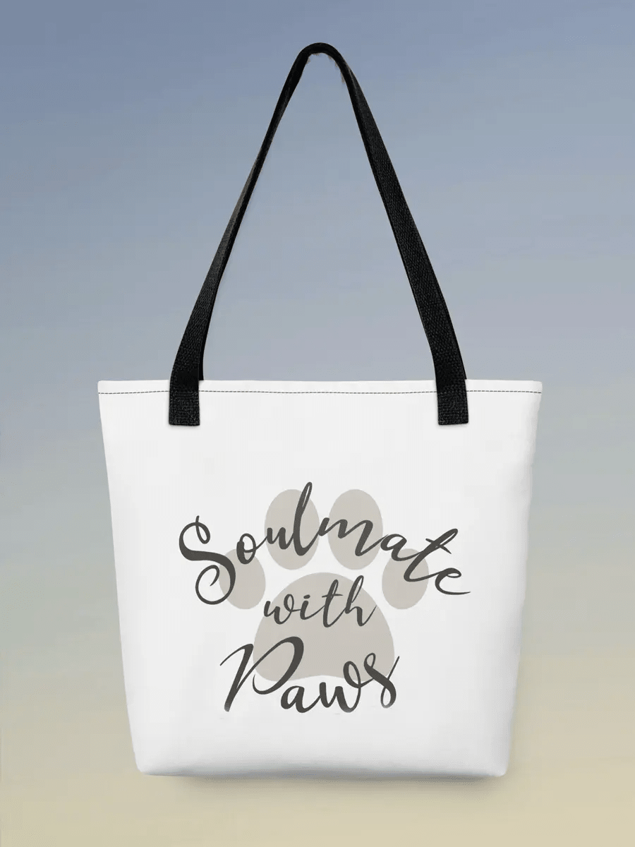 Soulmate with Paws Tote Bag - Heartwarming Gift for Dog Lovers. - PrintsDog