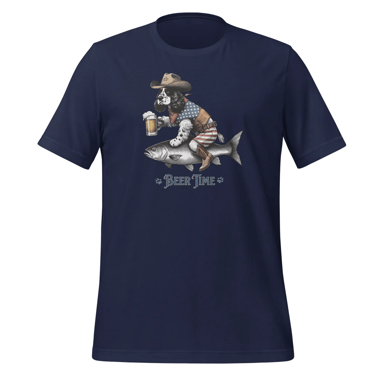 Spaniel T-Shirt - "Beer Time" Cowboy Dog Lover Tee. - PrintsDog