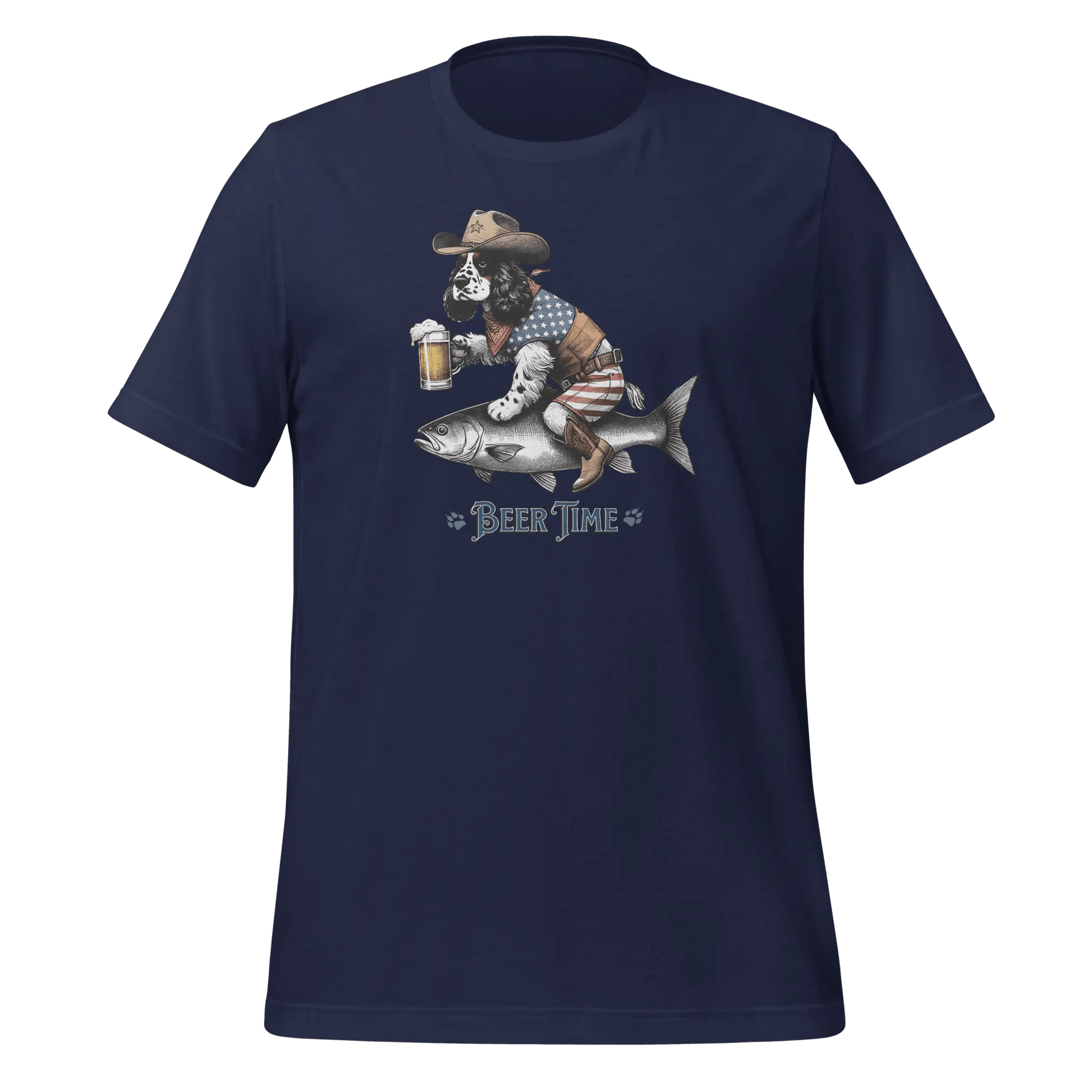 Spaniel T-Shirt - "Beer Time" Cowboy Dog Lover Tee. - PrintsDog
