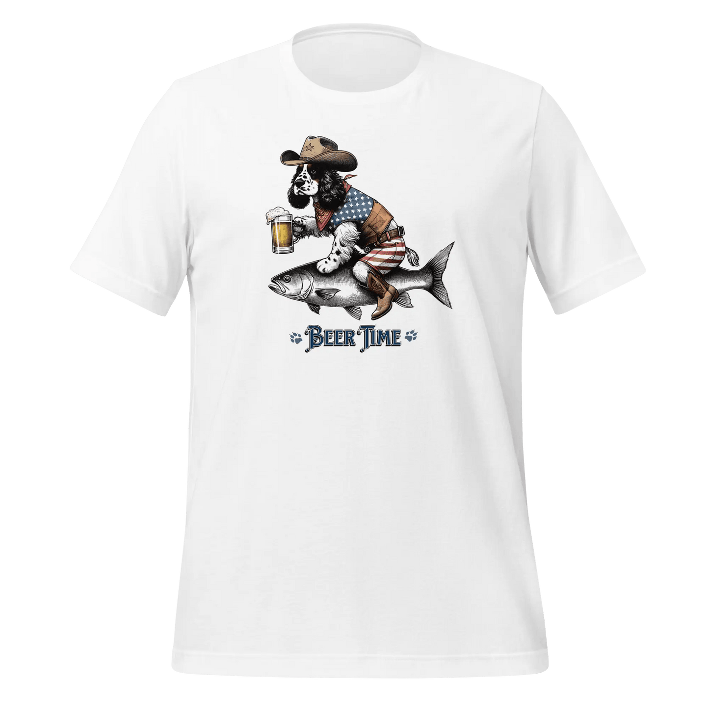 Spaniel T-Shirt - "Beer Time" Cowboy Dog Lover Tee. - PrintsDog
