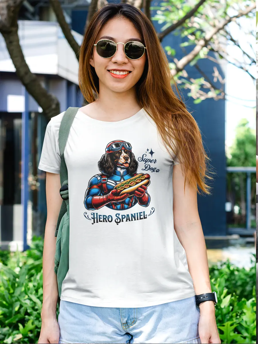 Spaniel T-Shirt - "Hero Spaniel" Superhero Dog Lover Tee. - PrintsDog