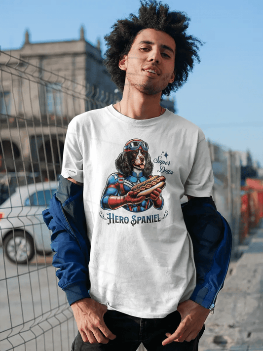 Spaniel T-Shirt - "Hero Spaniel" Superhero Dog Lover Tee. - PrintsDog