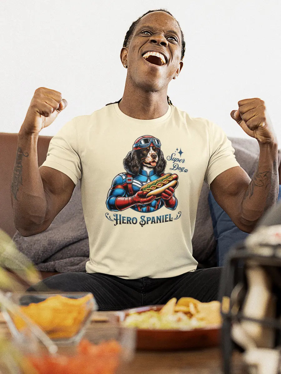 Spaniel T-Shirt - "Hero Spaniel" Superhero Dog Lover Tee. - PrintsDog
