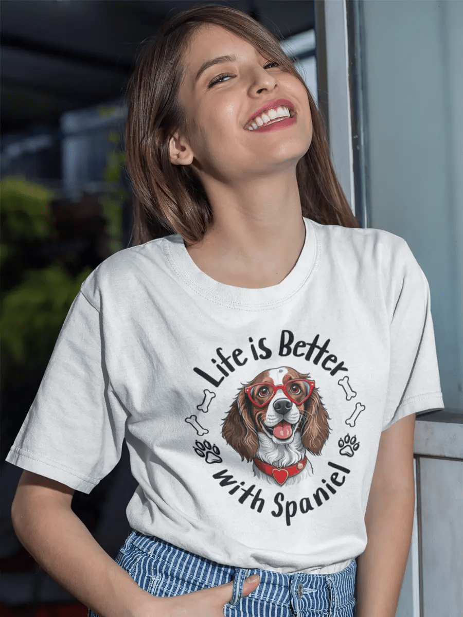 Spaniel T-Shirt - "Life Is Better with Spaniel" Dog Lover Tee - PrintsDog
