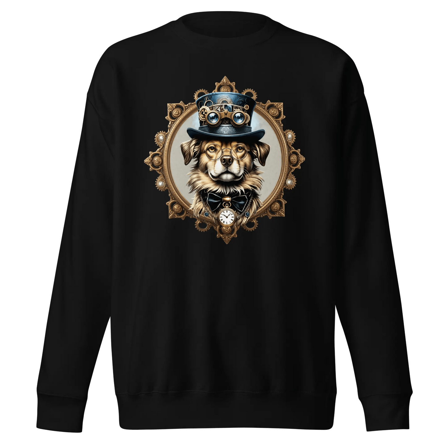 Steampunk Dog Sweatshirt - Vintage Dog in Top Hat & Goggles Gift. - PrintsDog