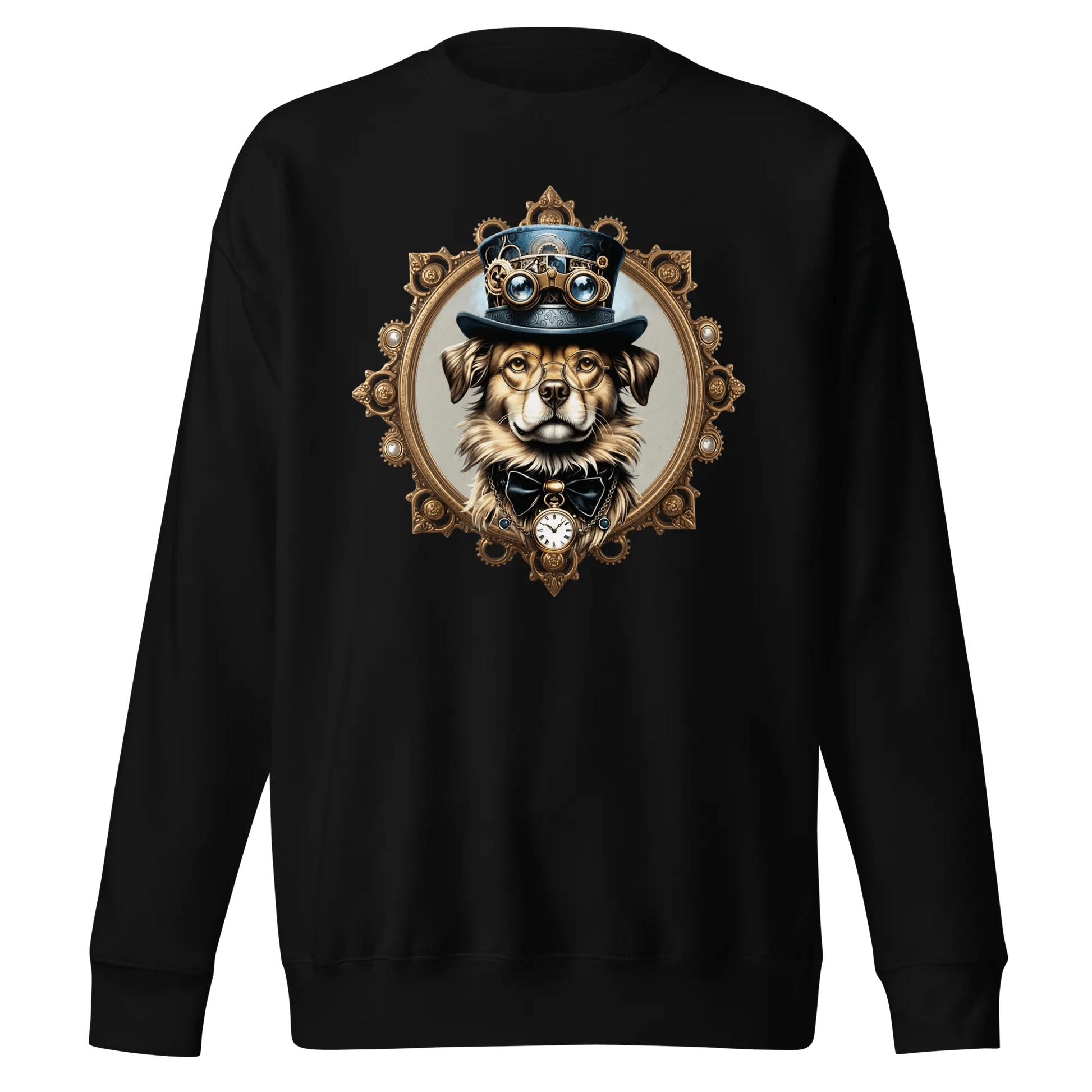 Steampunk Dog Sweatshirt - Vintage Dog in Top Hat & Goggles Gift. - PrintsDog