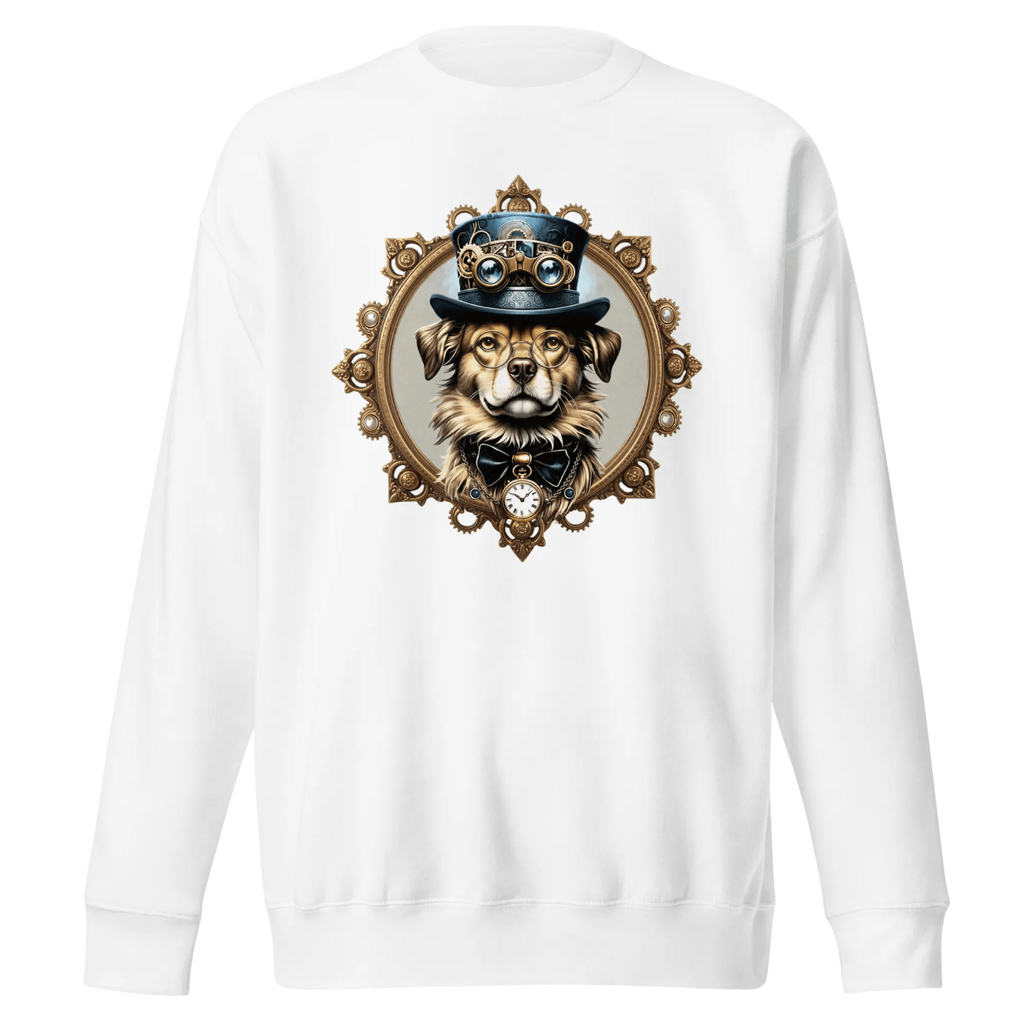 Steampunk Dog Sweatshirt - Vintage Dog in Top Hat & Goggles Gift. - PrintsDog