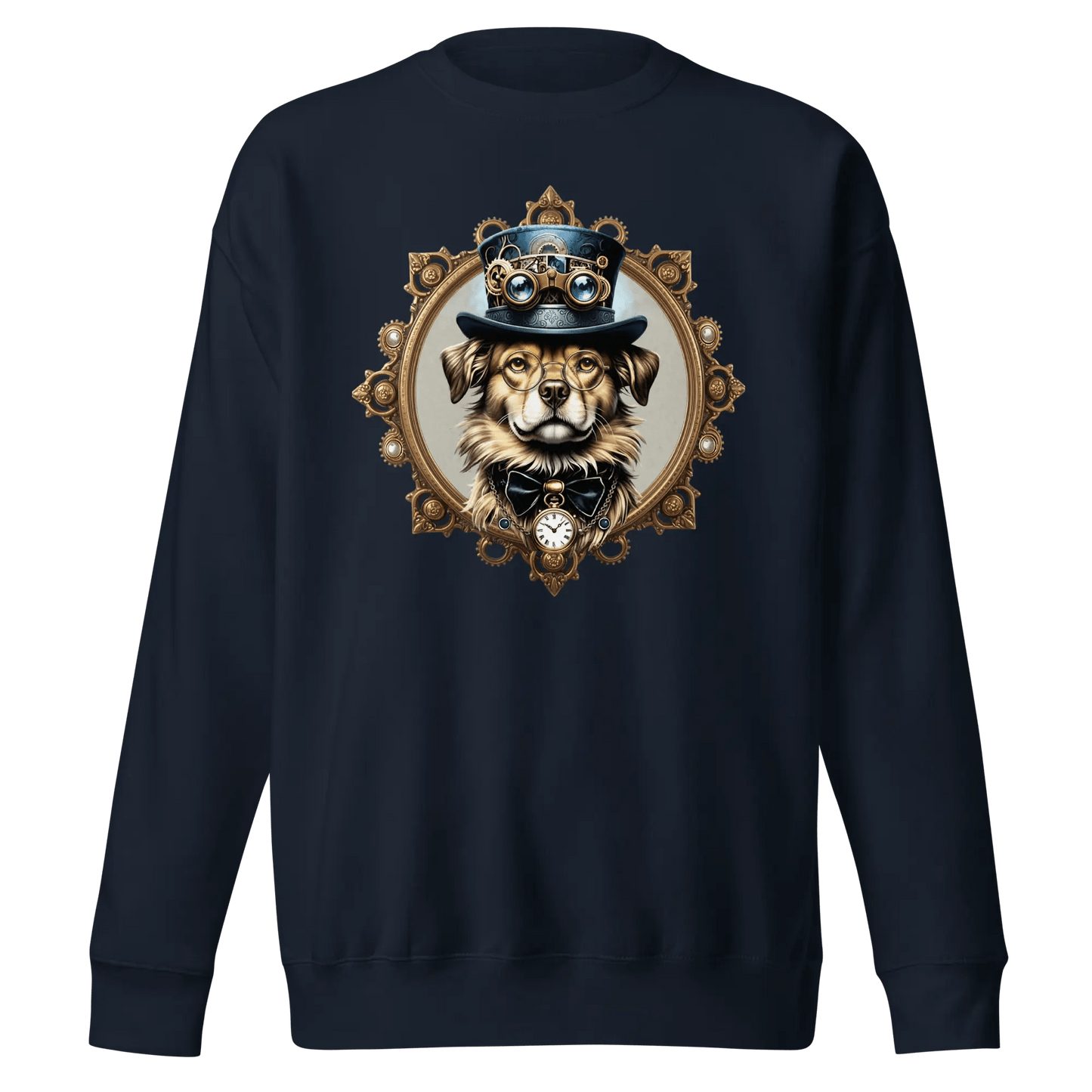 Steampunk Dog Sweatshirt - Vintage Dog in Top Hat & Goggles Gift. - PrintsDog