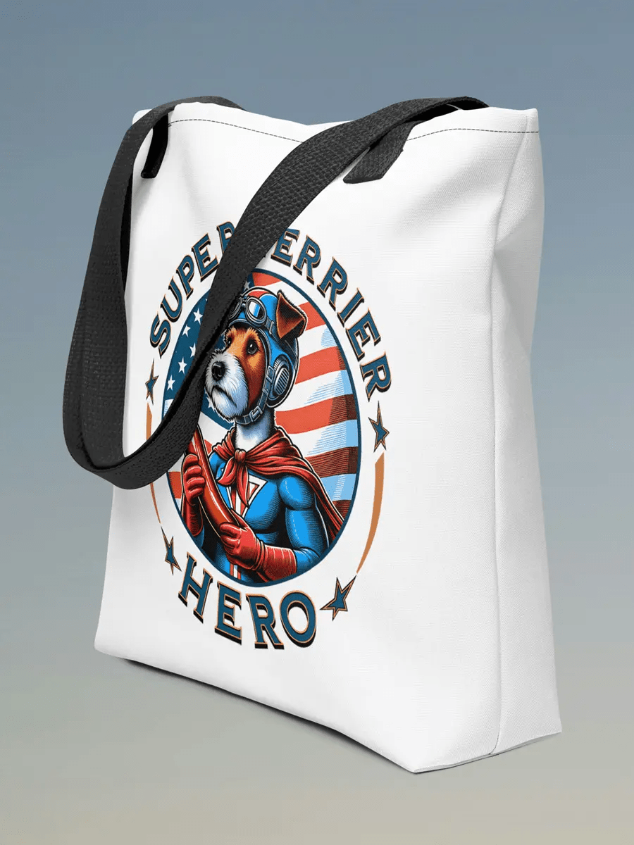 Super Terrier Tote Bag - Cute Dog Hero Design for Terrier Lovers. - PrintsDog