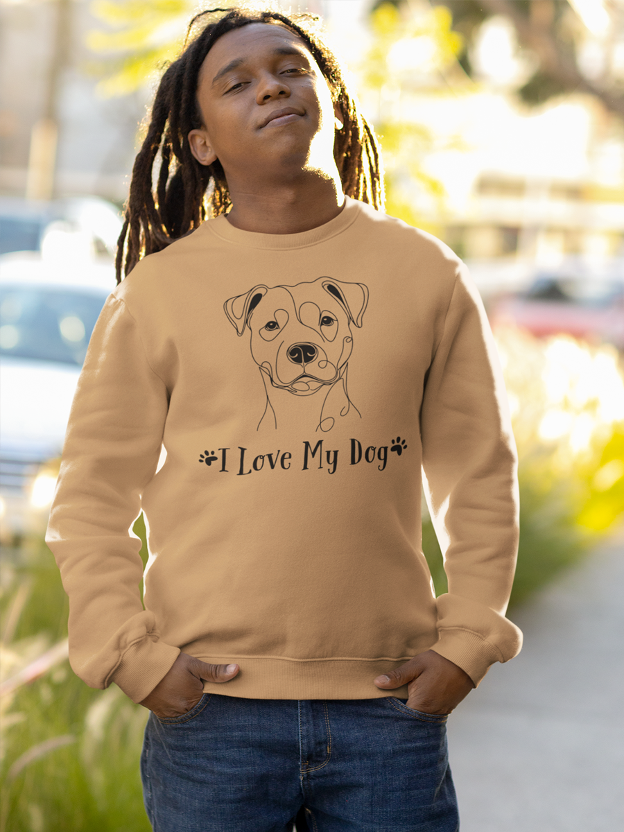 Sweatshirt with a linear dog print "I Love My Dog".