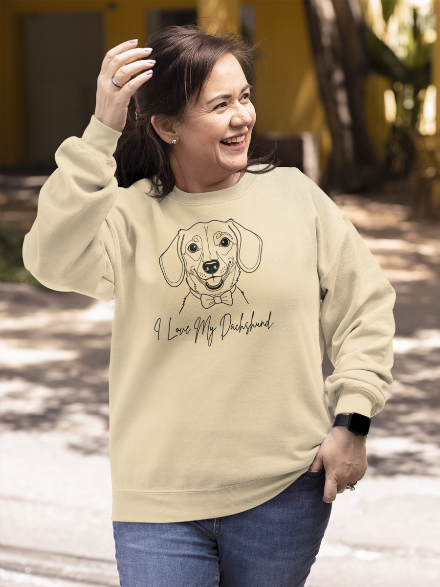 I Love My Dachshund Sweatshirt – Minimal Line Art Dachshund.