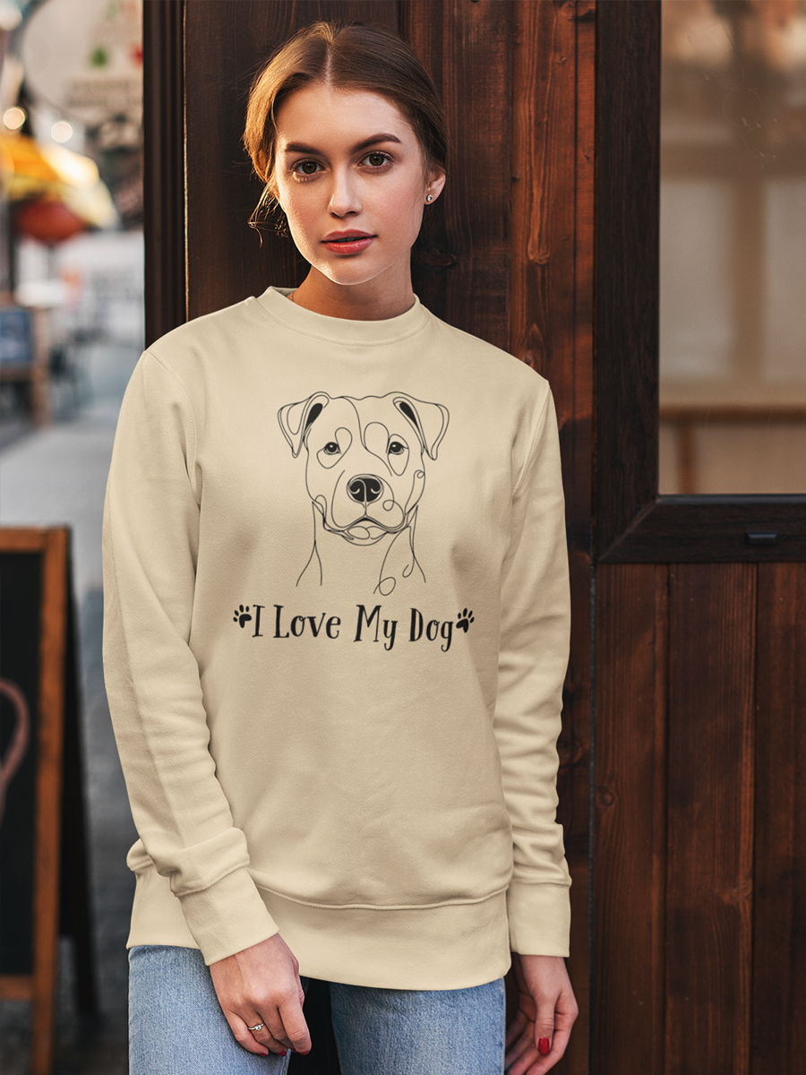 Sweatshirt with a linear dog print "I Love My Dog".